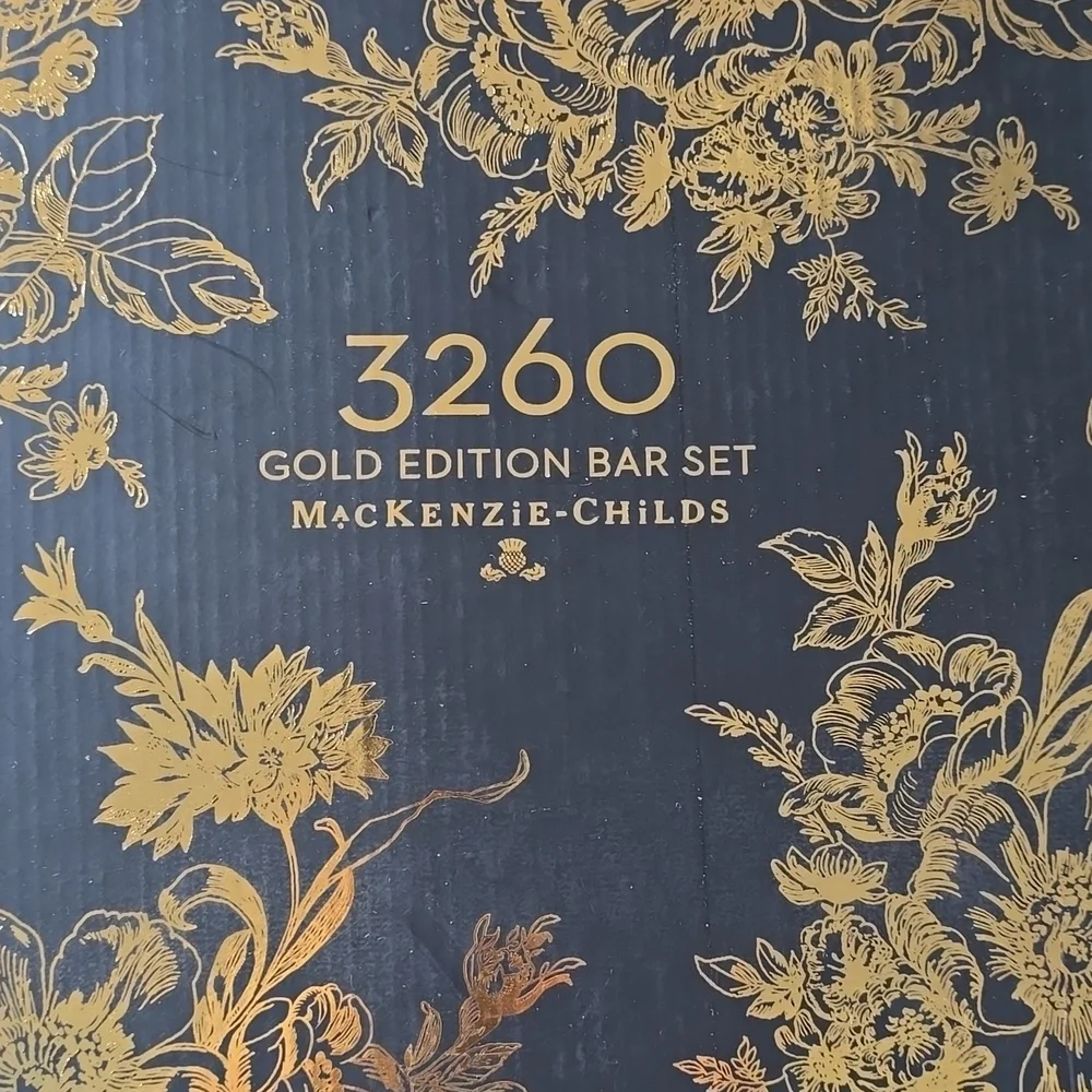 MacKenzie-Childs 3260 Gold Edition Bar Tools & Shaker Set